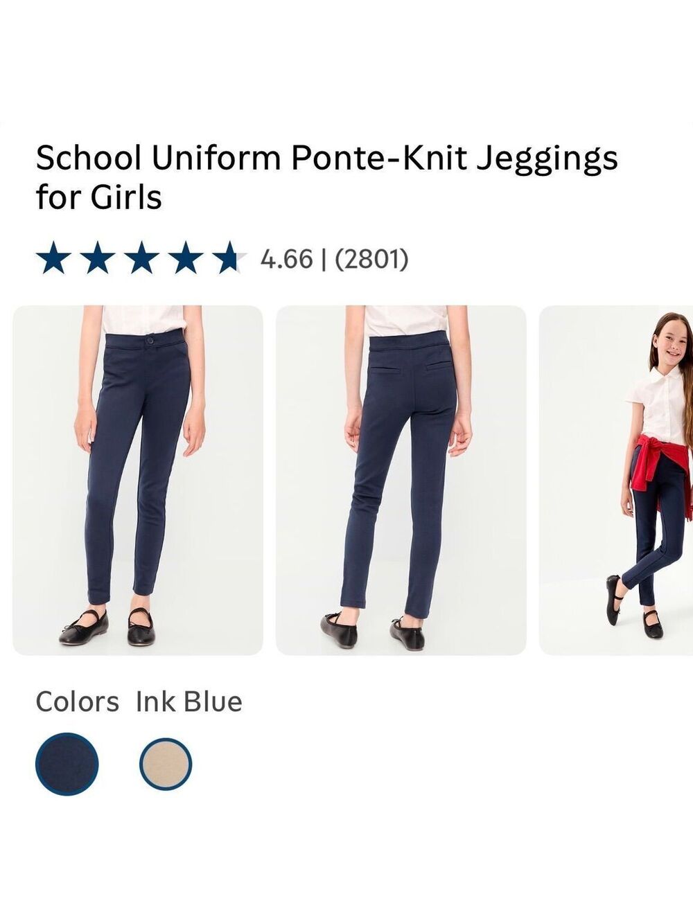 School Uniform Ponte-Knit Jeggings for Girls